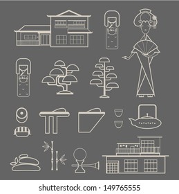 VEctor set of various stylized japanese icons