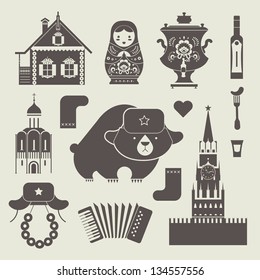 Vector Set Of Various Stylized Russian Icons