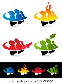 Vector set of various swoosh group people logo icons