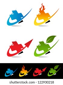 Vector set of various swoosh plus logo icons