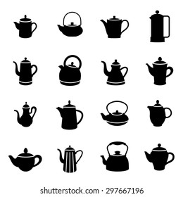 vector set of various teapots icons