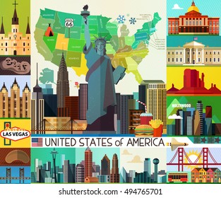 Vector Set of Various United States of America Icons