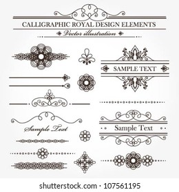 Vector set of various useful calligraphic design elements