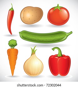 Vector set of various vegetables on a white background - set 1