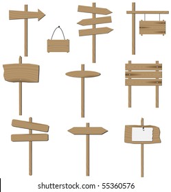 Vector set of various wooden signs.