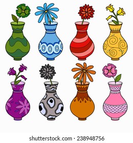 Vector set of vases, study of colors for children