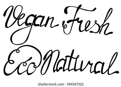 Vector set of vegan, eco, natural, fresh lettering