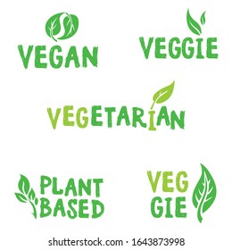 Conjunto vectorial de lotipos vegetarianos con hojas