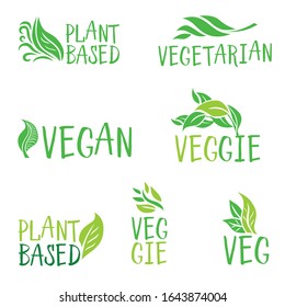 Conjunto vectorial de lotipos vegetarianos con hojas