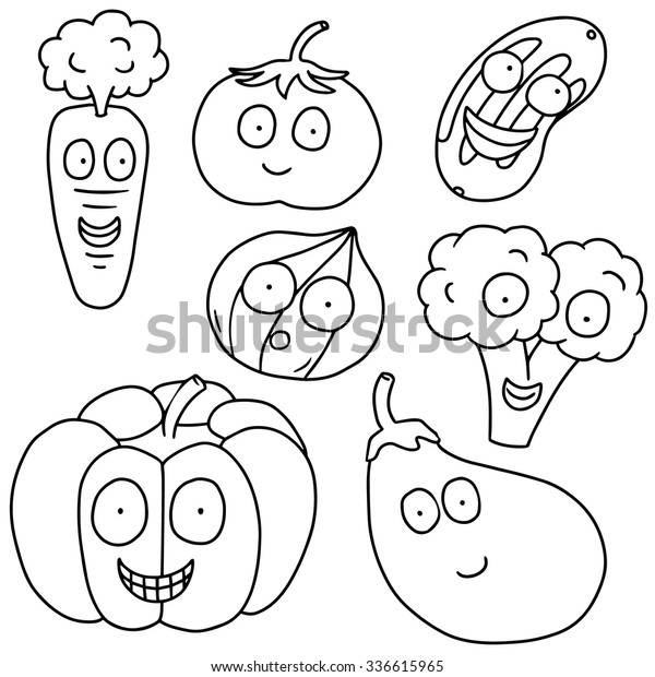 Vector Set Vegetable Fruit Cartoon Stock Vector (Royalty Free) 336615965