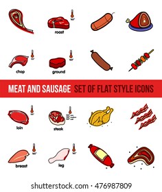 Vector set of vegetables, groceries and spices in flat style isolated on white background. Web graphics, banners, advertisements, brochures, business templates.