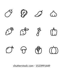 Vector set of vegetables icon.