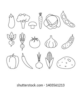 Vector set of vegetables icons. Line style icons set.