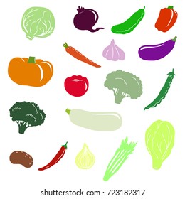 vector set of vegetables, isolated design elements