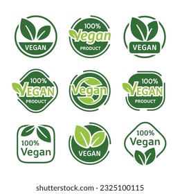 Conjunto de vectores de insignias y etiquetas de productos vegetarianos