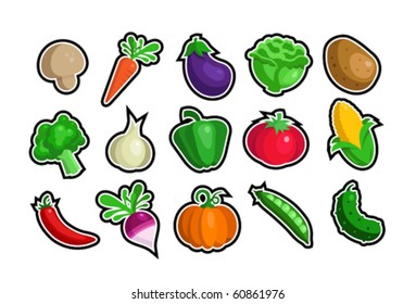 A vector set of veggie icons