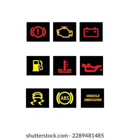 conjunto de vectores de iconos de indicadores del vehículo