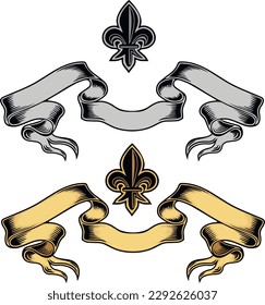 vector, set of ventage banners and a heraldic lily