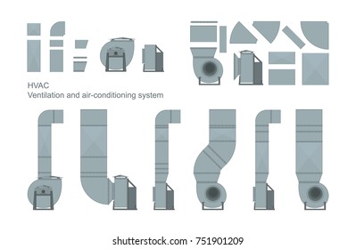 Vector set of ventilation elements.