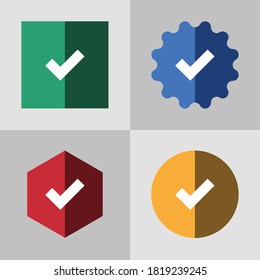 icono de color plano verificado por conjunto de vectores