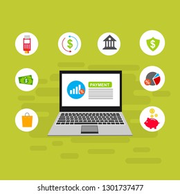 Vector set of vertical banners with Payment, Security code, Payment sync, e-commerce, Global market website templates. Modern flat style design - Vector