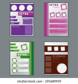 Vector set of vertical flyers for design. Editable A4 poster for business, education, presentation, website, magazine cover.