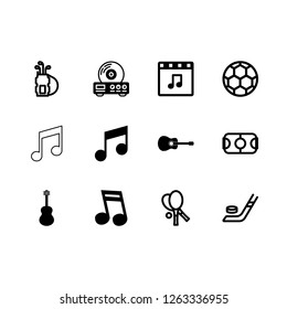   vector set. With video player, football field and music icons in set