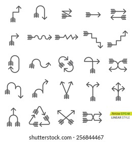 Vector : Set of vintage arrow in linear style icon