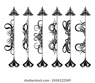 Vector set of vintage arrows, hand drawn in graphic style