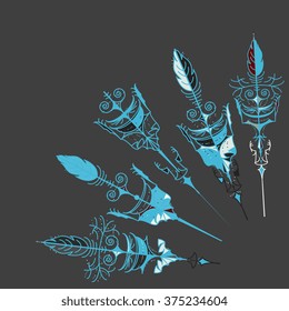 Vector set of vintage arrows, hand drawn in graphic style. Vector design set.
Set of hipster arrows, hand drawn doodles.