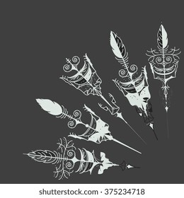 Vector set of vintage arrows, hand drawn in graphic style. Vector design set.
Set of hipster arrows, hand drawn doodles.