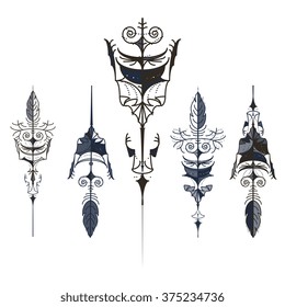 Vector set of vintage arrows, hand drawn in graphic style. Vector design set.
Set of hipster arrows, hand drawn doodles.