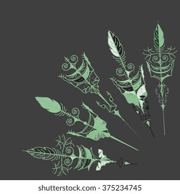 Vector set of vintage arrows, hand drawn in graphic style. Vector design set.
Set of hipster arrows, hand drawn doodles.