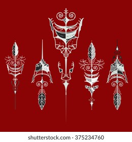 Vector set of vintage arrows, hand drawn in graphic style. Vector design set.
Set of hipster arrows, hand drawn doodles.