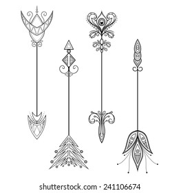 Vector Set of Vintage Arrows. Patterned Design