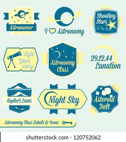 Vector Set: Vintage Astronomy Class Labels and Icons