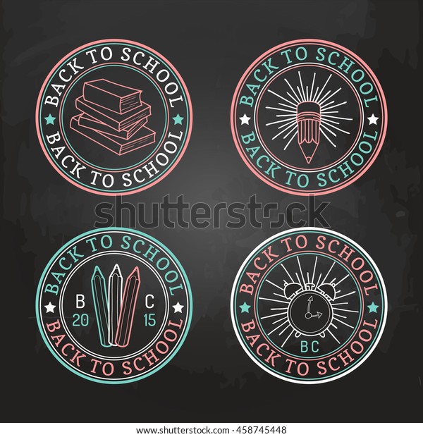 Vector Set Vintage Back School Logos Stock Vector Royalty Free