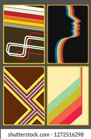 Vector Set of Vintage Backgrounds from the 70s, 80s