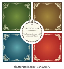Vector set of vintage backgrounds with decorative ornamental frames 