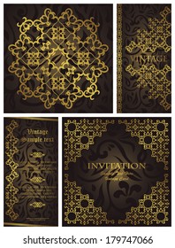 Vector set of vintage backgrounds. Vintage seamless background with a lace pattern. Vintage invitations. Floral seamless background. Stylish design       