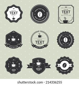 Vector Set of vintage badge coffee and cup, labels and design elements