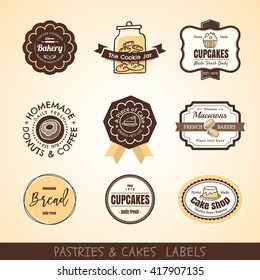 Vector set of Vintage bakery logo labels and frames design