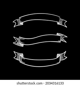 Vector set of vintage banners, Chalk hand drawn illustration, White Chalk Drawings.