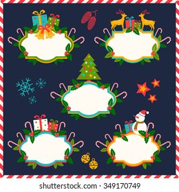 Vector set vintage banners for Christmas
