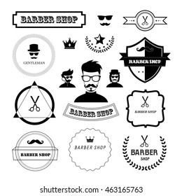 vector set of vintage barber badges and labels