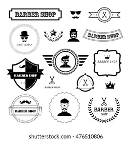 vector set of vintage barber badges and labels 