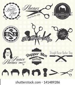 Vector Set: Vintage Barber Shop Labels