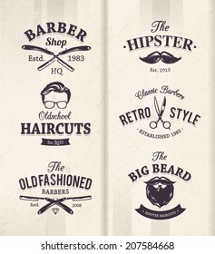 Vektor-Set von Vintage-Friseur-Emblemen.