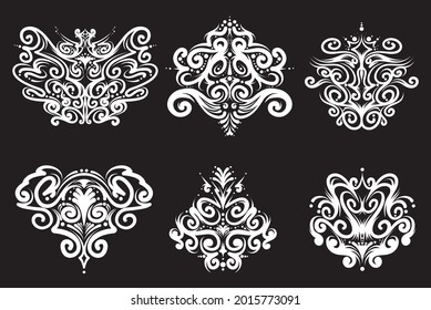 vector set vintage baroque frame. engraving border floral retro pattern. antique style. swirl decorative design element.
