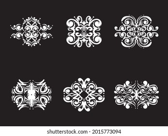 vector set vintage baroque frame. engraving border floral retro pattern. antique style. swirl decorative design element.